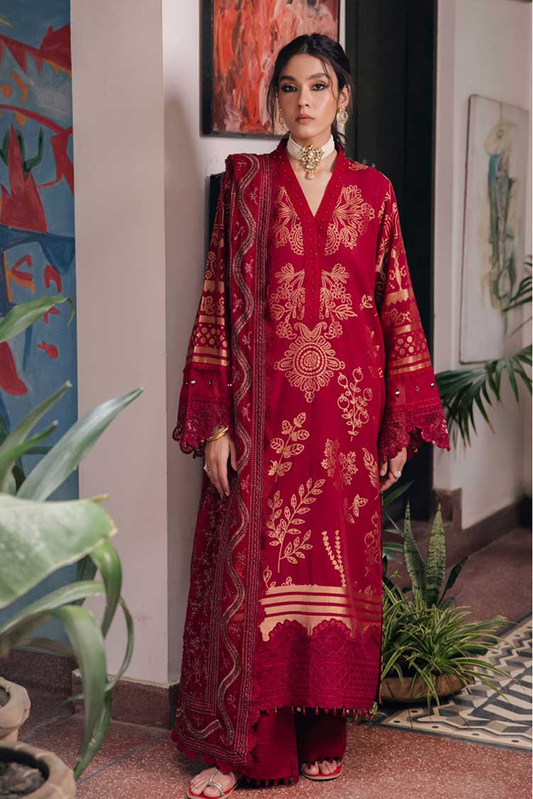 Picture of Nureh - NJ 87 Maya Embroidered Cambric Jacquard Collection - Available at Raja Sahib