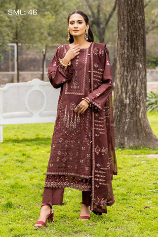 SML 46 Mehrunisa Embroidered Lawn Collection