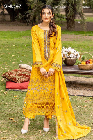 SML 47 Mehrunisa Embroidered Lawn Collection