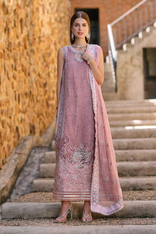 Picture of Noor by Saadia Asad - D5 Zuria Noor Chiffon Handwork Schiffli And Laserkari Collection - Available at Raja Sahib