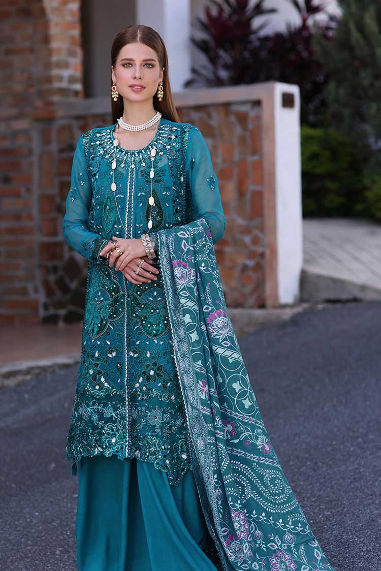 Picture of Noor by Saadia Asad - D8 Zareen Noor Chiffon Handwork Schiffli And Laserkari Collection - Available at Raja Sahib