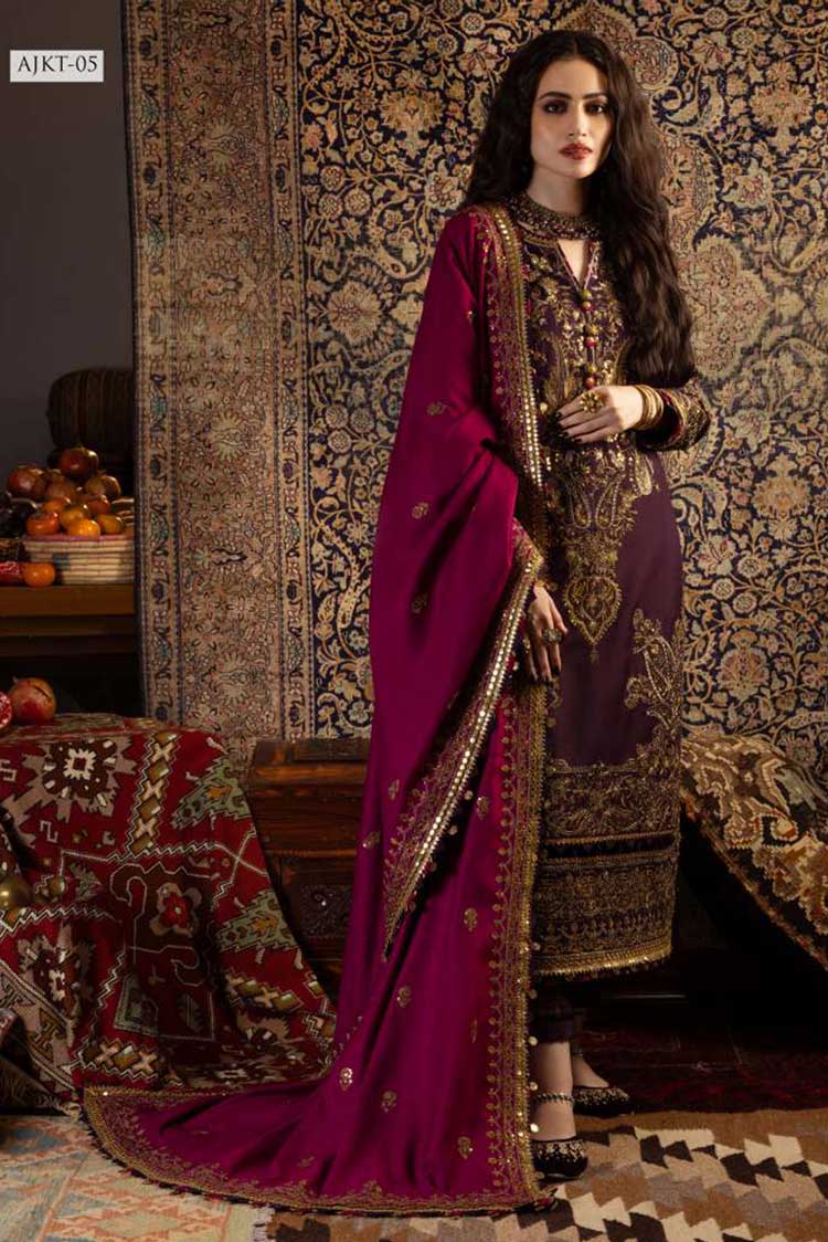 Picture of Asim Jofa - AJKT 05 Kashmiri Taanka Embroidered Shawl Collection - Available at Raja Sahib