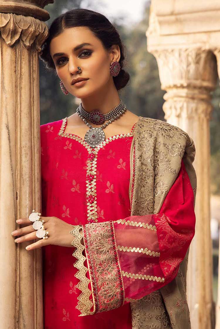 Picture of Shaista - Design 595 Gold Embroidered Peach Leather Collection - Available at Raja Sahib