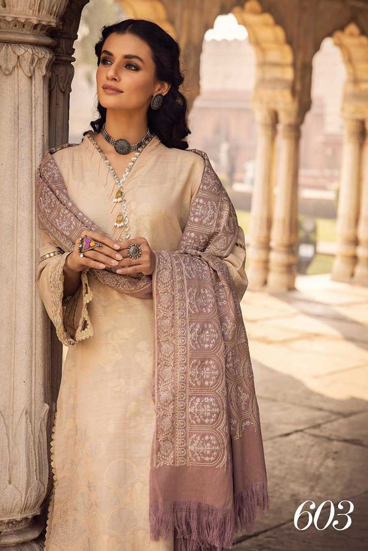 Picture of Shaista - Design 603 Gold Embroidered Peach Leather Collection - Available at Raja Sahib