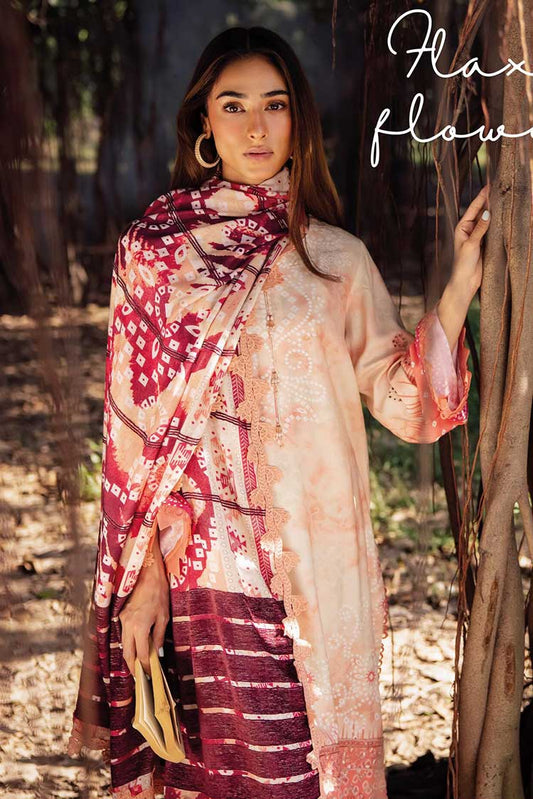 Picture of Nureh - NSG 135 Gardenia Embroidered Printed Leather Peach Collection Vol 6 - Available at Raja Sahib