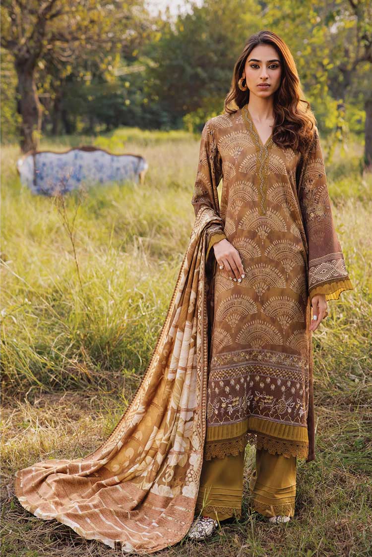 Picture of Nureh - NSG 138 Gardenia Embroidered Printed Leather Peach Collection Vol 6 - Available at Raja Sahib