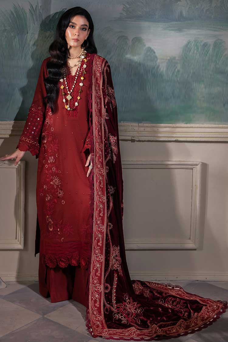 Picture of Nureh - NE 70 Exclusive Luxury Embroidered Velvet Shawl Collection - Available at Raja Sahib