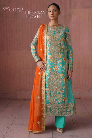 QFD 0052 The Ocean Flower Naqsh Embroidered Chiffon Wedding Collection