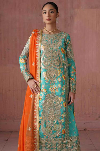 QFD 0052 The Ocean Flower Naqsh Embroidered Chiffon Wedding Collection