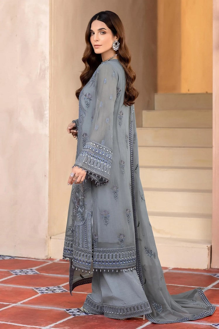 Picture of Flossie - E 108 Ultimate Grey Elnaz Chiffon Collection Vol 1 - Available at Raja Sahib