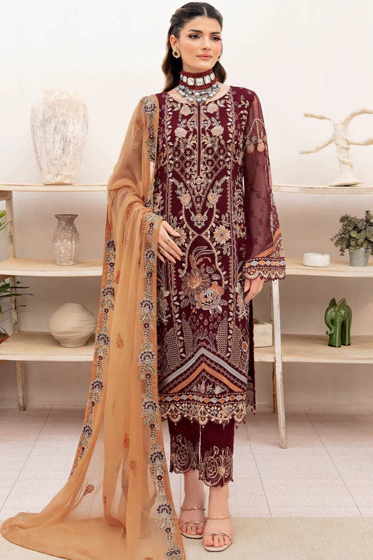 Picture of Ramsha - A 712 Chevron Chiffon Collection Vol 7 - Available at Raja Sahib