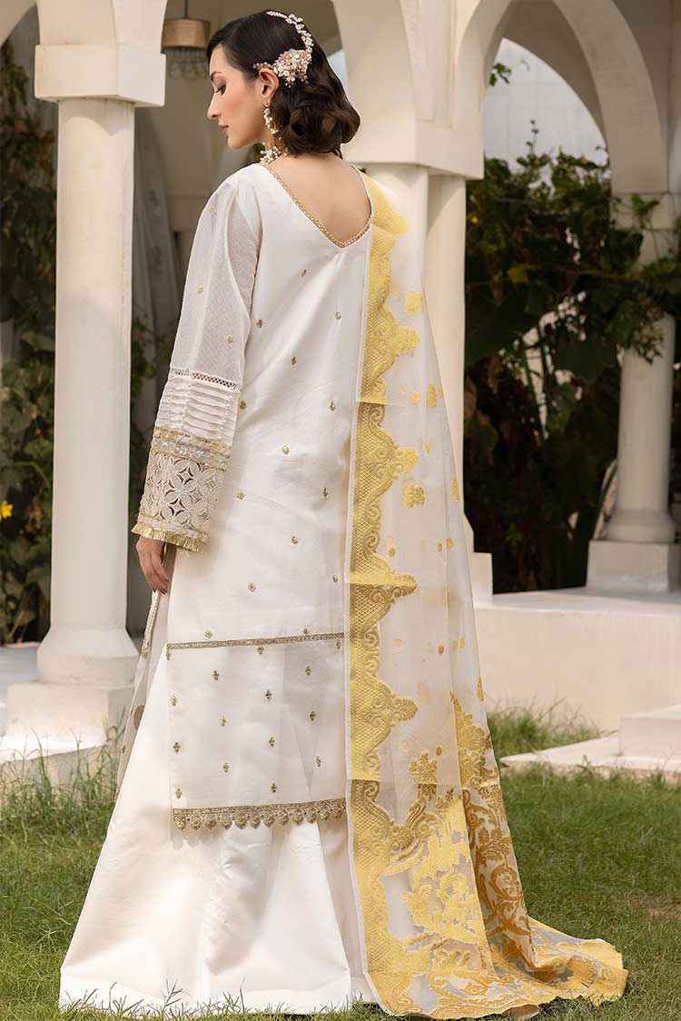 Picture of Meem - D 02 Fresh Snow Luxury Cotton Sateen Handwork Collection - Available at Raja Sahib