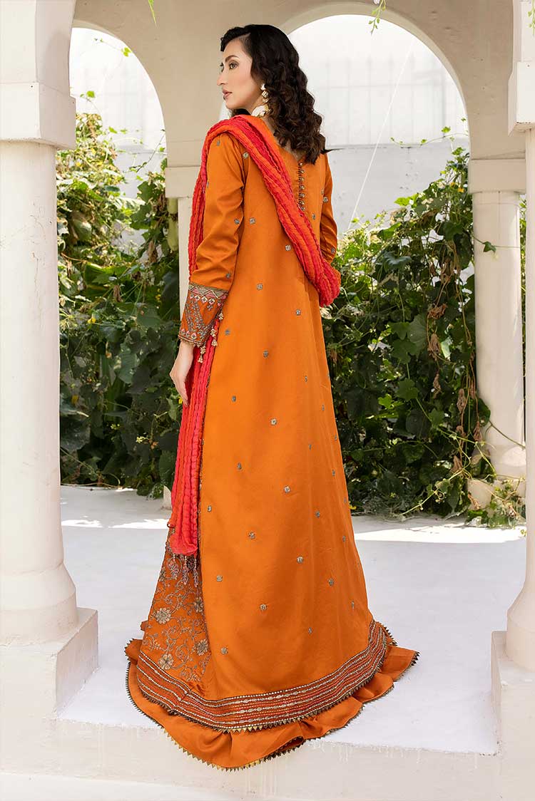 Picture of Meem - D 05 Brunt Orange Luxury Cotton Sateen Handwork Collection - Available at Raja Sahib