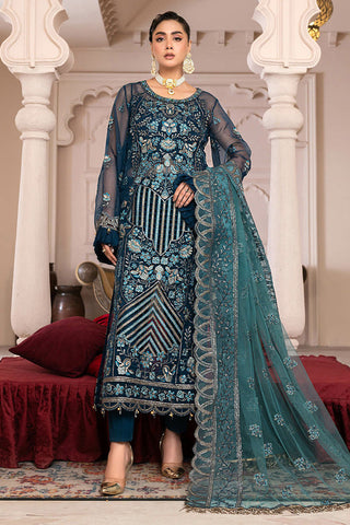 D 002 Blue Contour Luxury Embroidered Collection