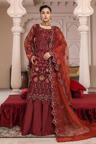 D 007 Red Stone Luxury Embroidered Collection