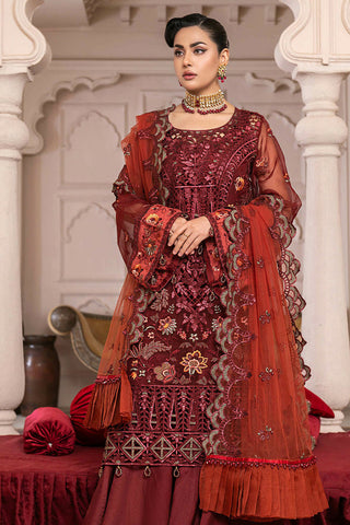 D 007 Red Stone Luxury Embroidered Collection