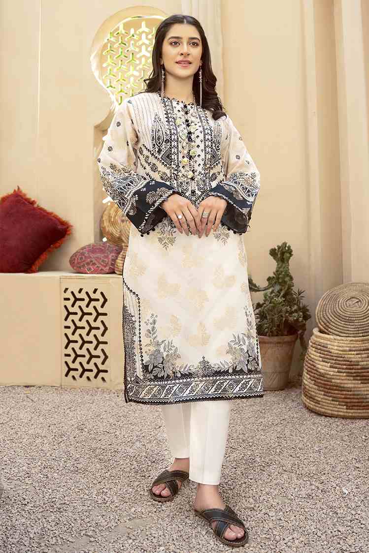 Picture of Ellena - Adriana EY-L1-3-04 Printed Jacquard Kurti - Available at Raja Sahib