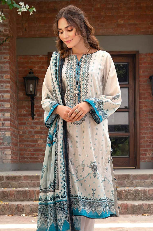 Picture of 3-PC Unstitched Digital Printed Lawn Suit - Available at Raja Sahib