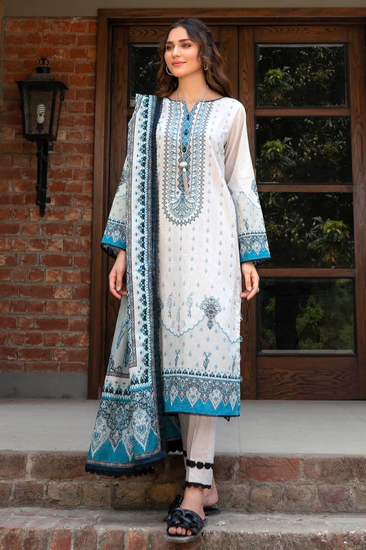 Picture of 3-PC Unstitched Digital Printed Lawn Suit - Available at Raja Sahib