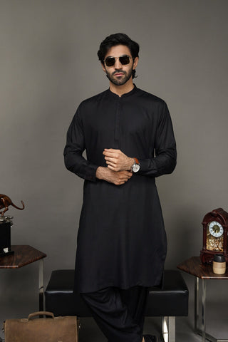 Black Pearl-Black Kameez Shalwar - BP42BK