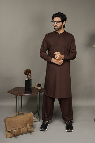 Black Pearl-Saddle Brown Kameez Shalwar - BP42DB