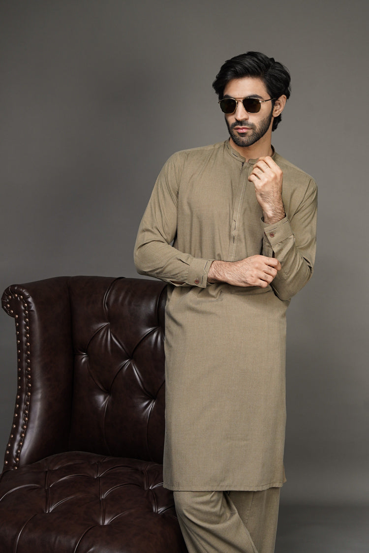 Picture of Black Pearl-Burly Wood Kameez Shalwar - C14OL - Available at Raja Sahib