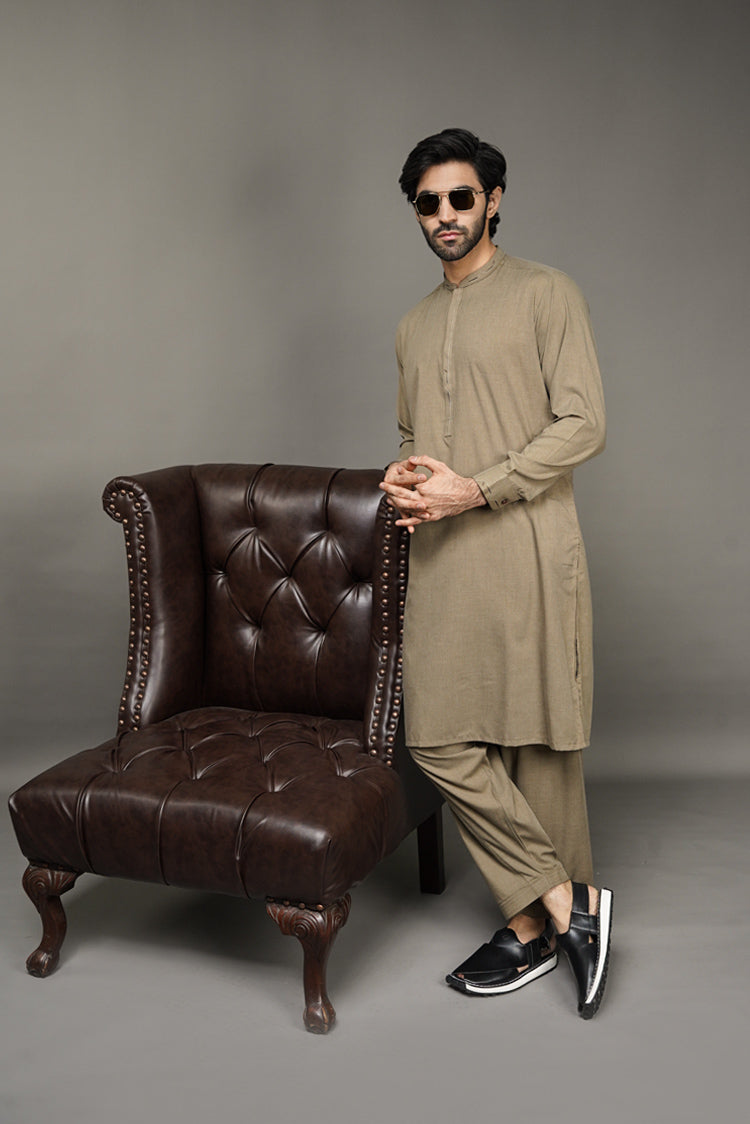 Picture of Black Pearl-Burly Wood Kameez Shalwar - C14OL - Available at Raja Sahib