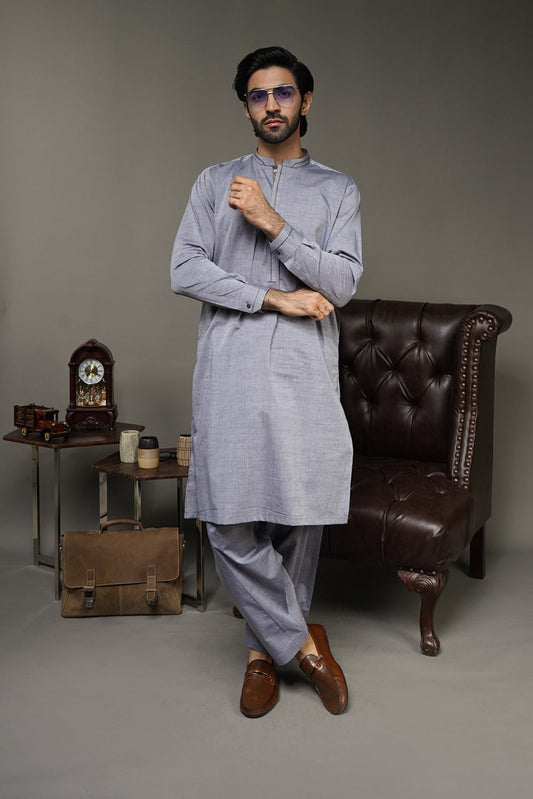 Picture of Black Pearl-Dark Grey Kameez Shalwar - CT62GY - Available at Raja Sahib