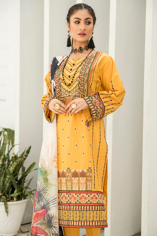 Picture of 3-PC Stitched Cambric Cotton Suit - Available at Raja Sahib