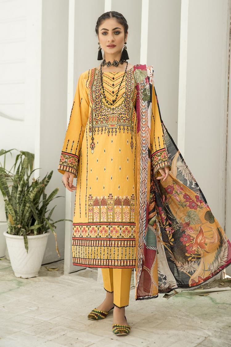 Picture of 3-PC Stitched Cambric Cotton Suit - Available at Raja Sahib