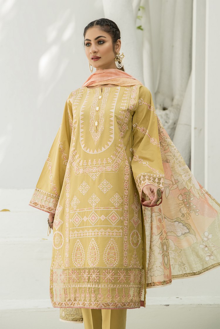 Picture of Ellena - 3-PC Stitched Cambric Cotton Suit - Available at Raja Sahib