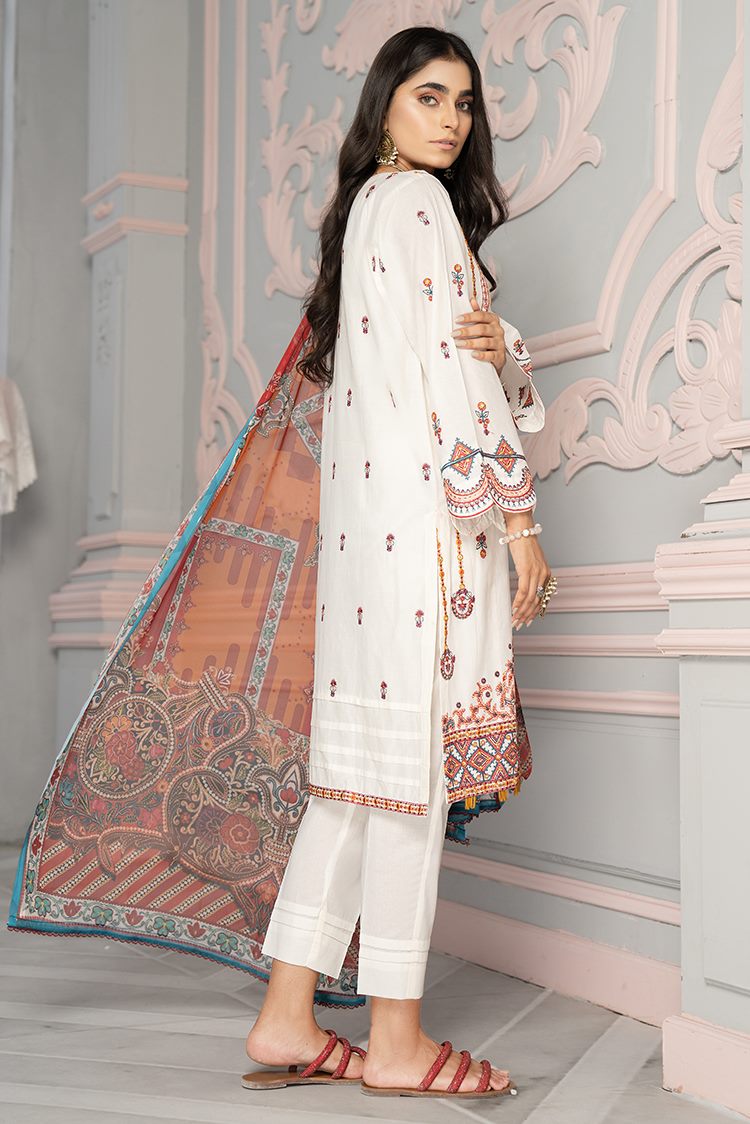 Picture of Ellena - 3-PC Stitched Cambric Cotton Suit - Available at Raja Sahib