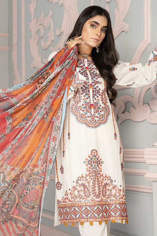 Picture of Ellena - 3-PC Stitched Cambric Cotton Suit - Available at Raja Sahib