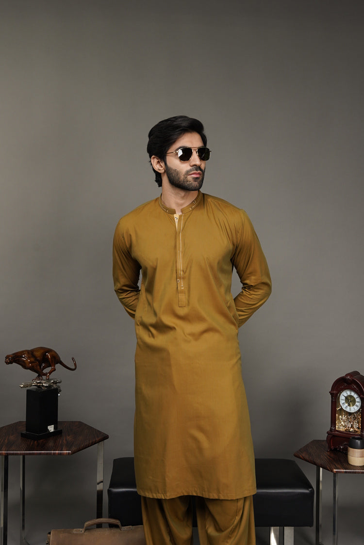 Picture of Black Pearl-Golden Rod Kameez Shalwar - BP4MS - Available at Raja Sahib