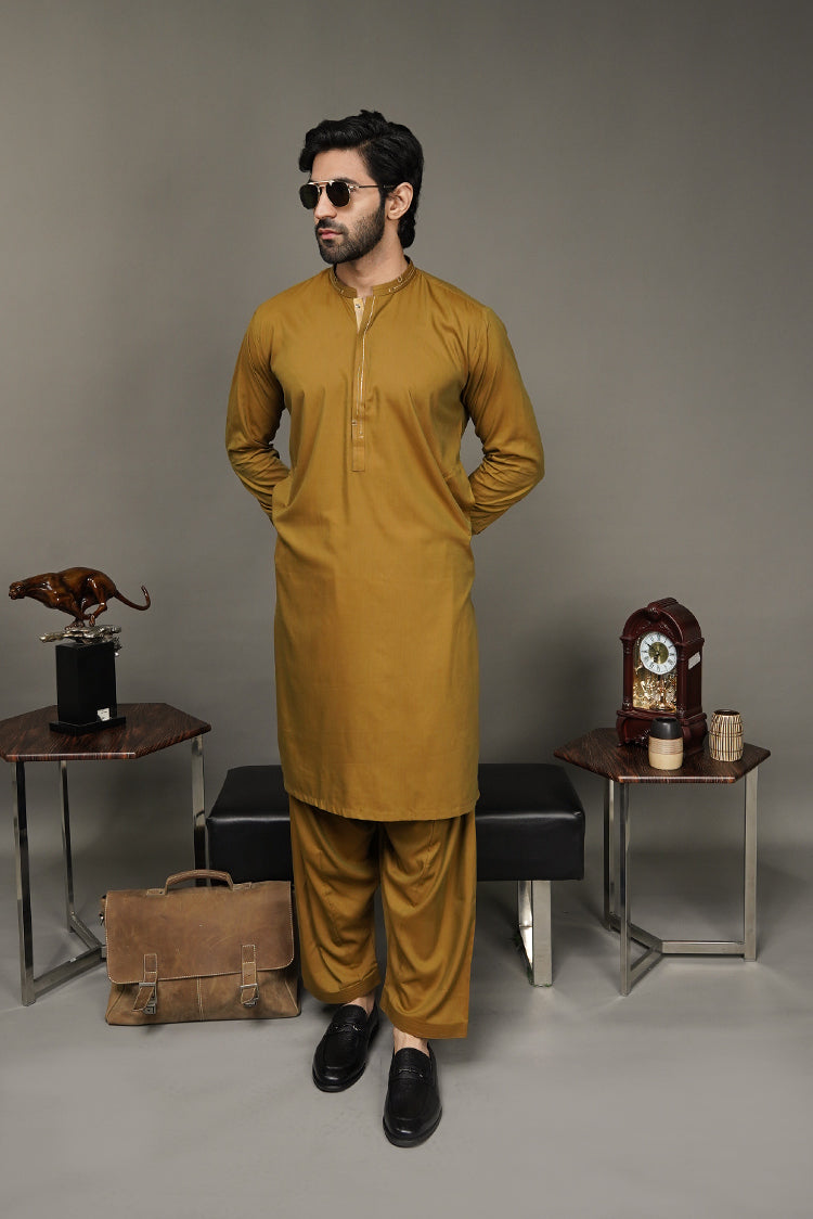 Picture of Black Pearl-Golden Rod Kameez Shalwar - BP4MS - Available at Raja Sahib