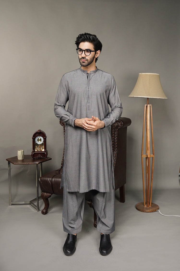 Picture of Black Pearl-Grey Kameez Shalwar - CT56GY - Available at Raja Sahib