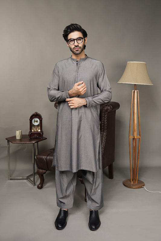 Picture of Black Pearl-Grey Kameez Shalwar - CT56GY - Available at Raja Sahib