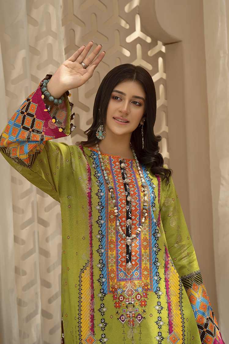 Picture of Ellena - Luna EY-L1-3-07 Printed Jacquard Kurti - Available at Raja Sahib