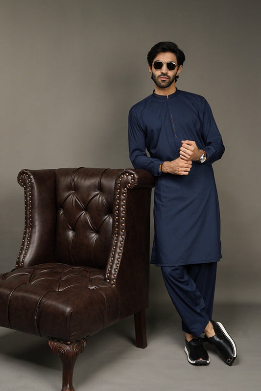 Picture of Black Pearl-Midnight Blue Kameez Shalwar - BP43NY - Available at Raja Sahib