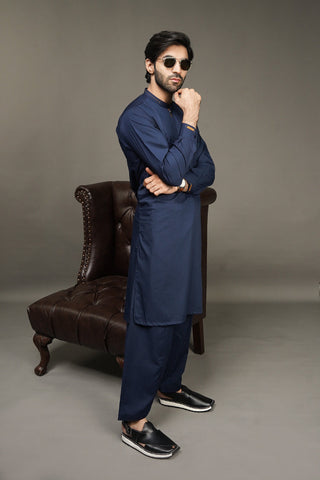 Black Pearl-Midnight Blue Kameez Shalwar - BP43NY