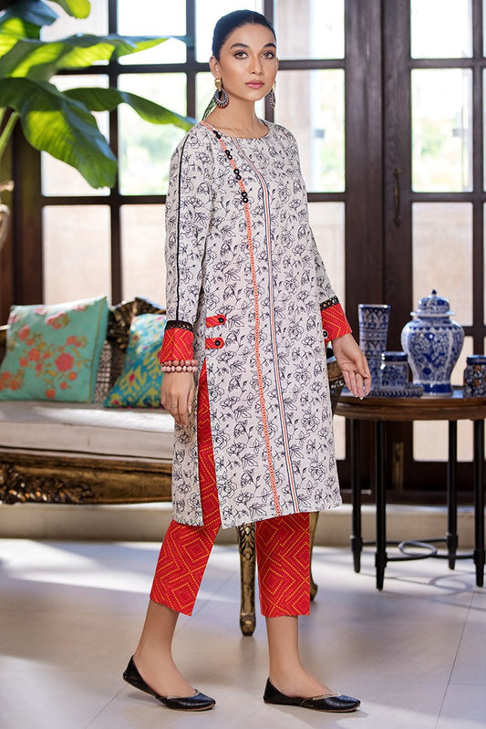 Picture of Ellena - Printed Slub Khaddar 2-PC Suit - Available at Raja Sahib