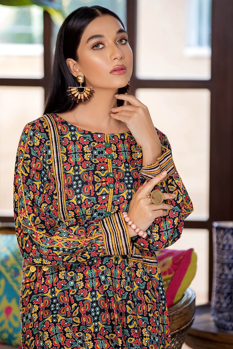 Picture of Ellena - Printed Slub Khaddar 2-PC Suit - Available at Raja Sahib