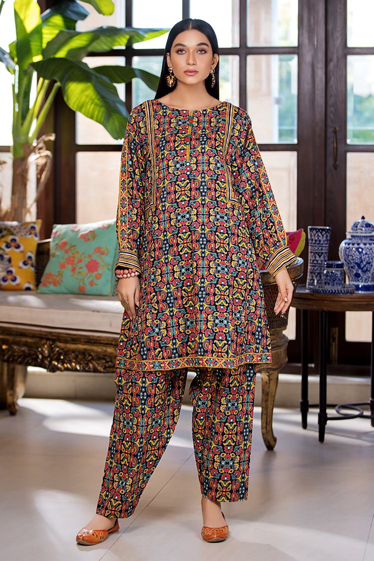 Picture of Ellena - Printed Slub Khaddar 2-PC Suit - Available at Raja Sahib