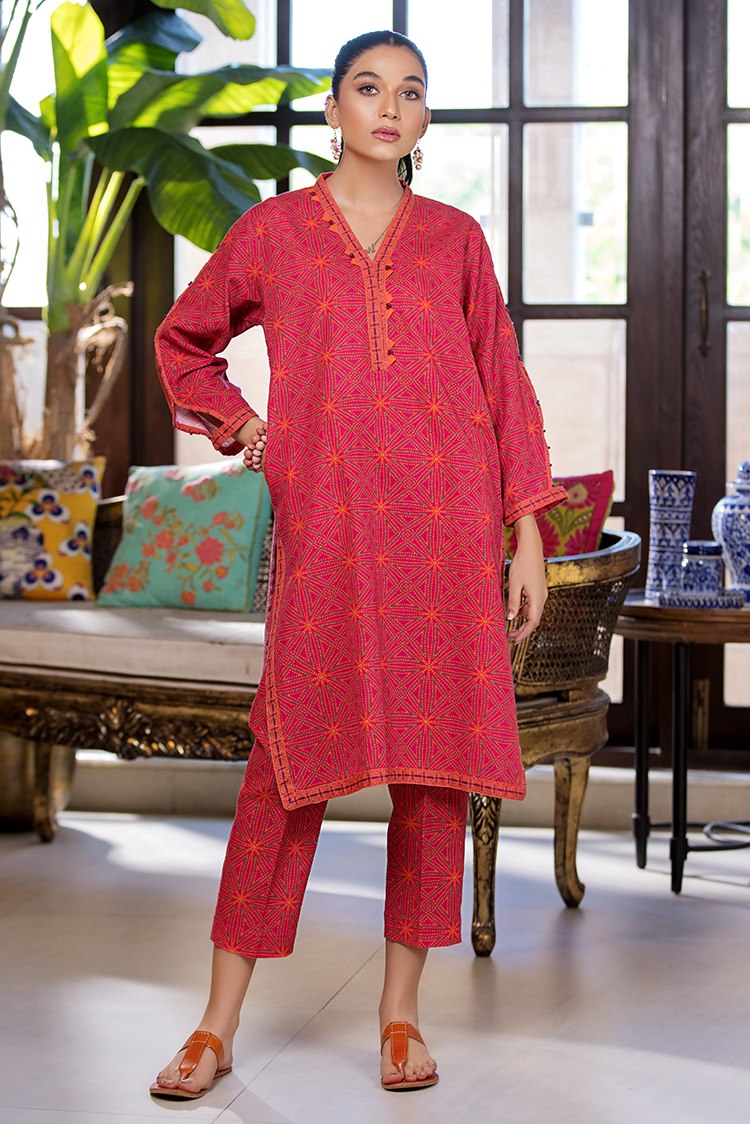 Picture of Ellena - Printed Slub Khaddar 2-PC Suit - Available at Raja Sahib