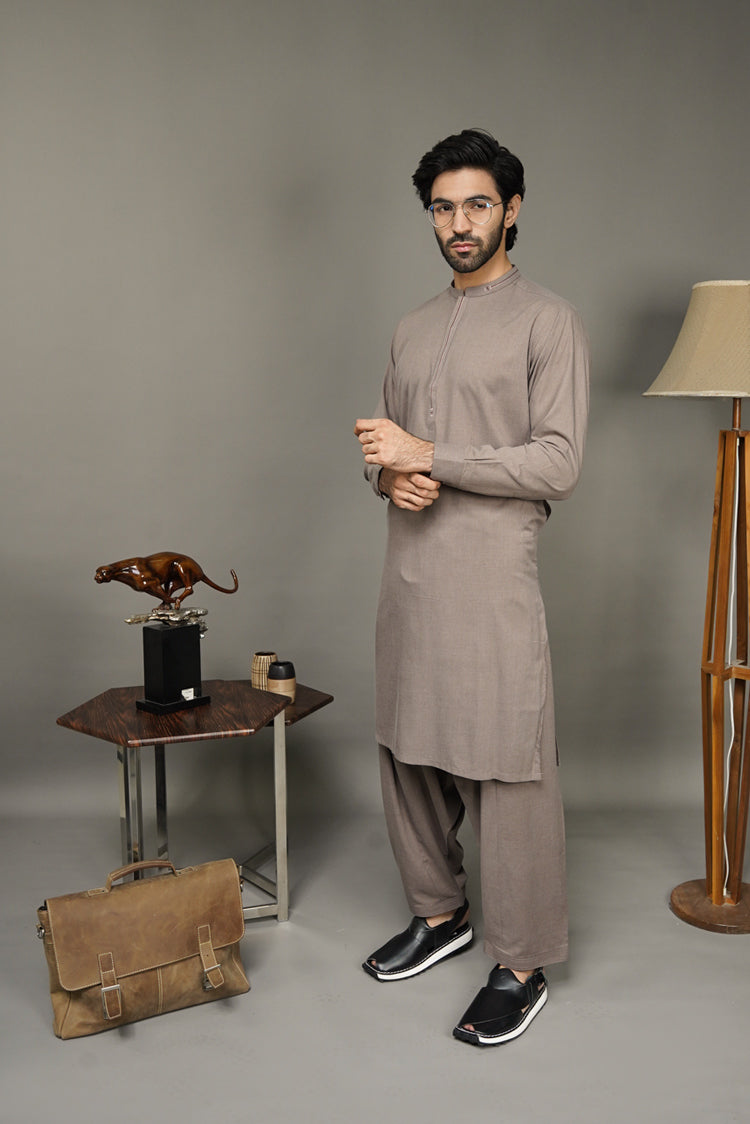 Picture of Black Pearl-Rosy Brown Kameez Shalwar - C11BR - Available at Raja Sahib