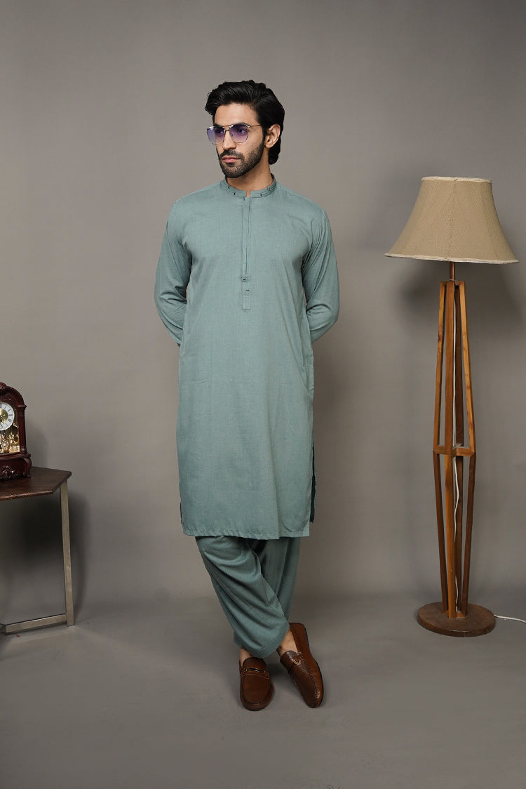 Picture of Black Pearl-Sea Green Kameez Shalwar - C17GN - Available at Raja Sahib