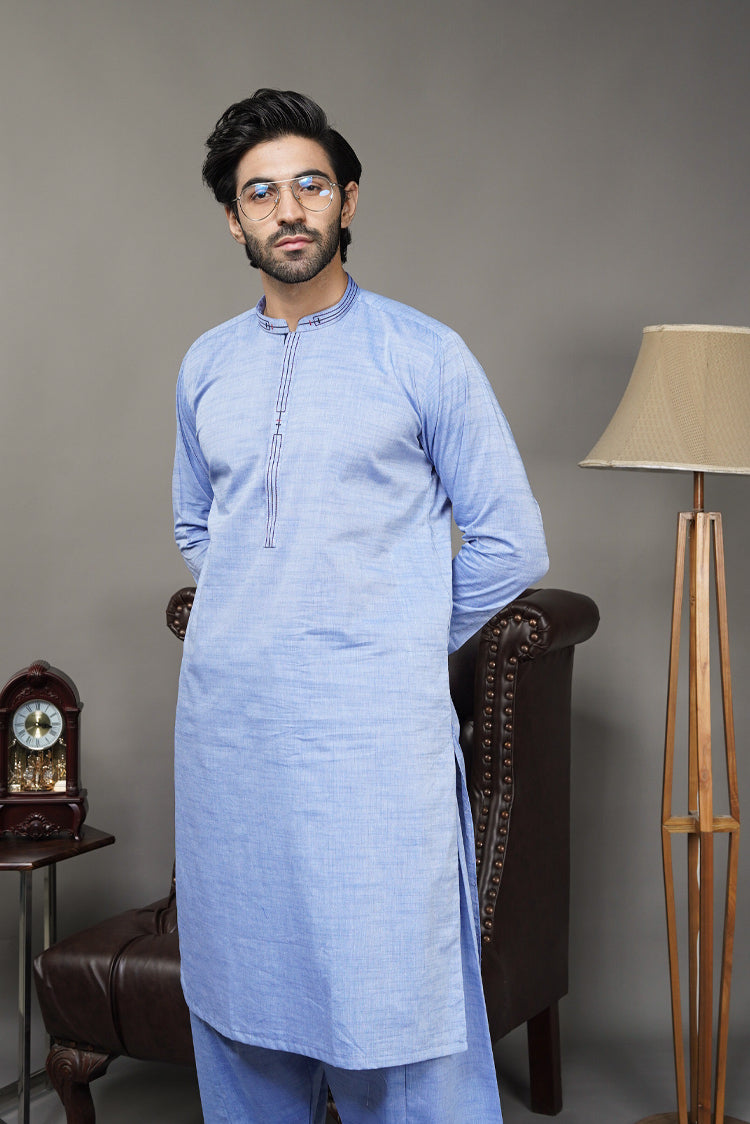 Picture of Black Pearl-Sky Blue Kameez Shalwar - CT45BL - Available at Raja Sahib