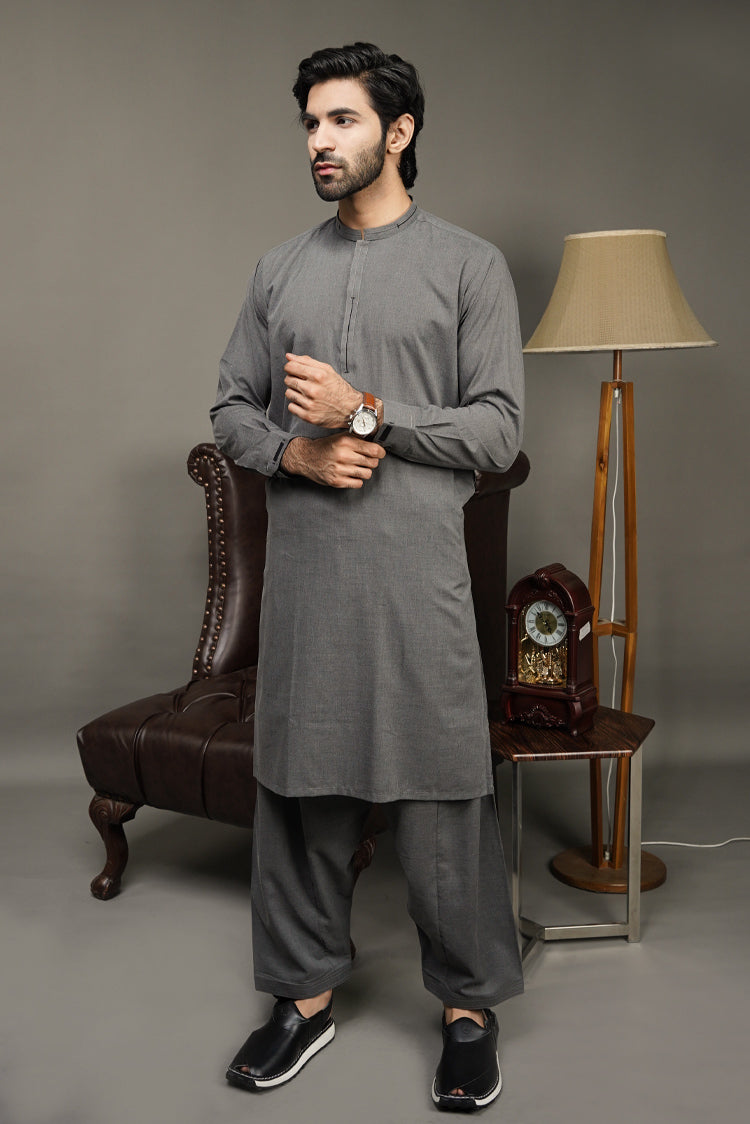 Picture of Black Pearl-Slate Gray Kameez Shalwar - C25GY - Available at Raja Sahib