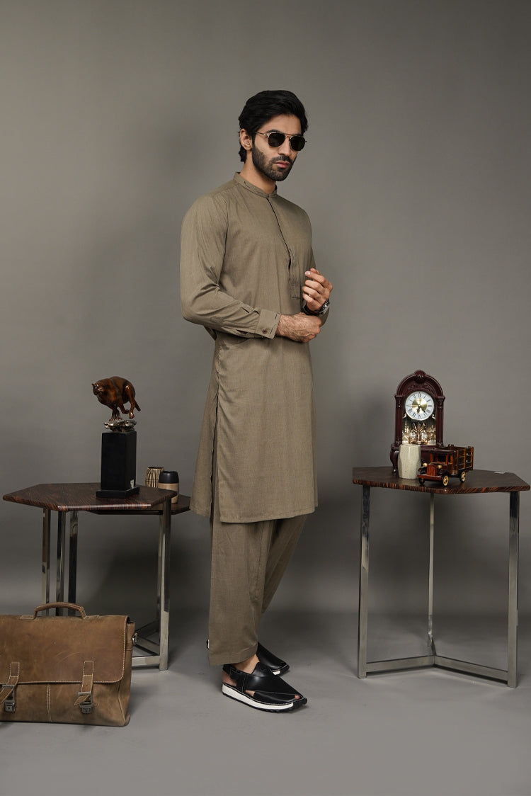 Picture of Black Pearl-Tan Kameez Shalwar - C21BR - Available at Raja Sahib