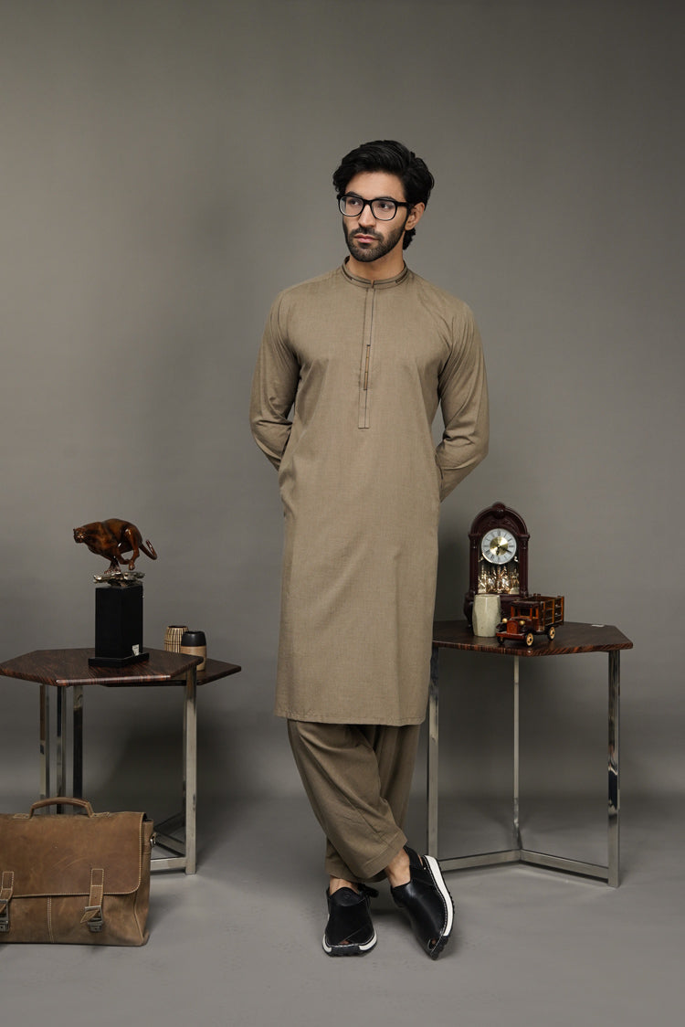 Picture of Black Pearl-Tan Kameez Shalwar - C29BR - Available at Raja Sahib